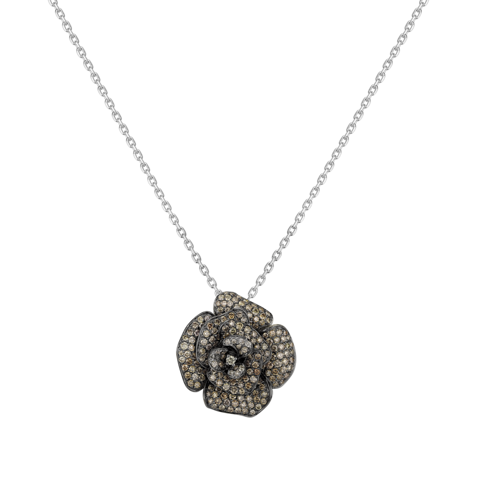 Prsten s bílými a hnědými diamanty Flower Highness