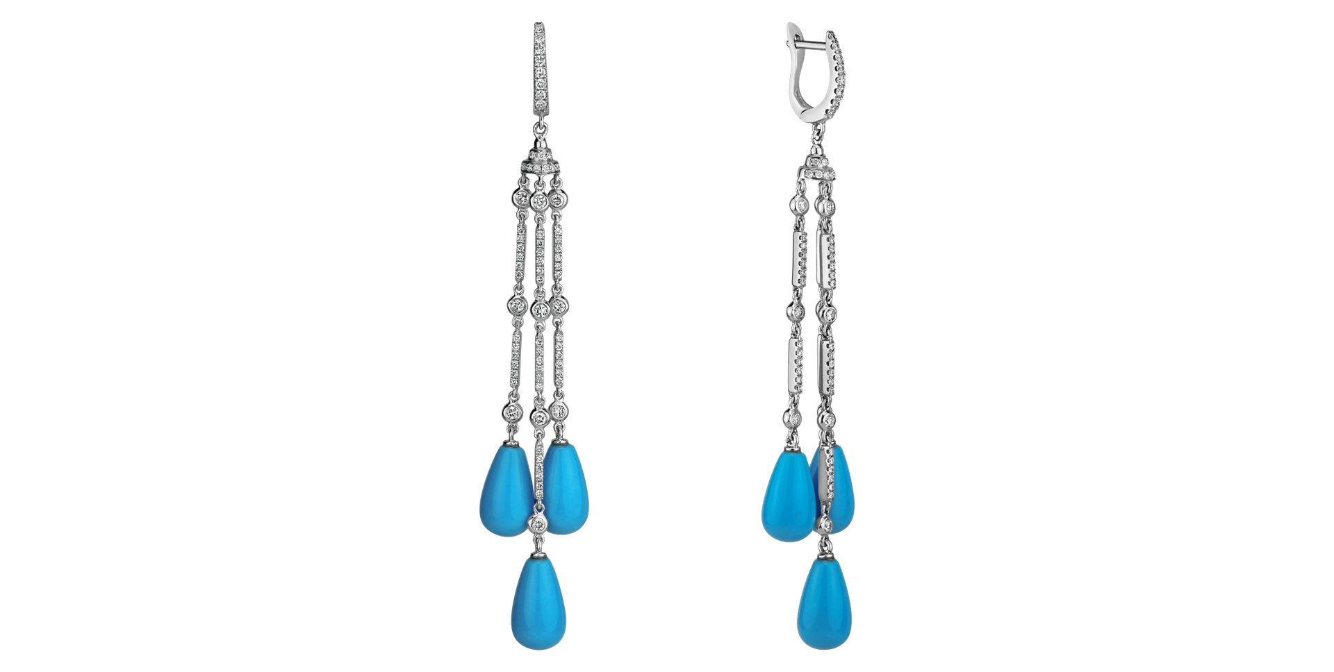 Náušnice s diamanty a tyrkysy Ryu