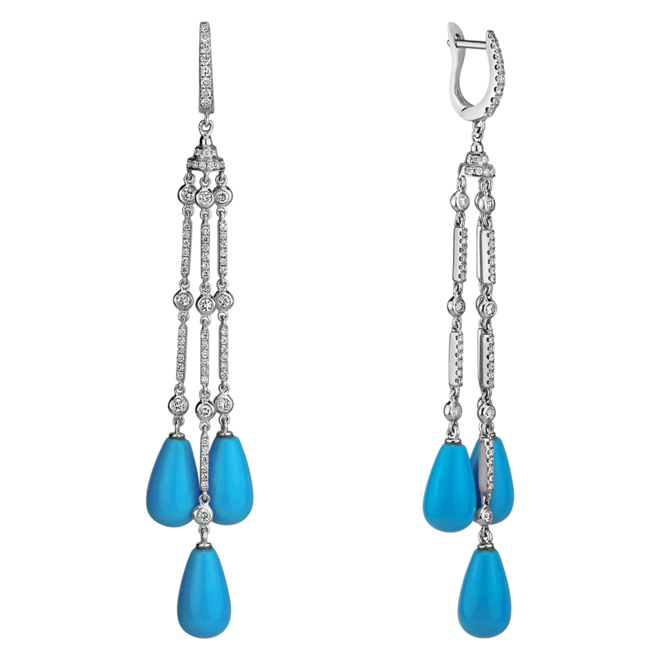 Náušnice s diamanty a tyrkysy Ryu