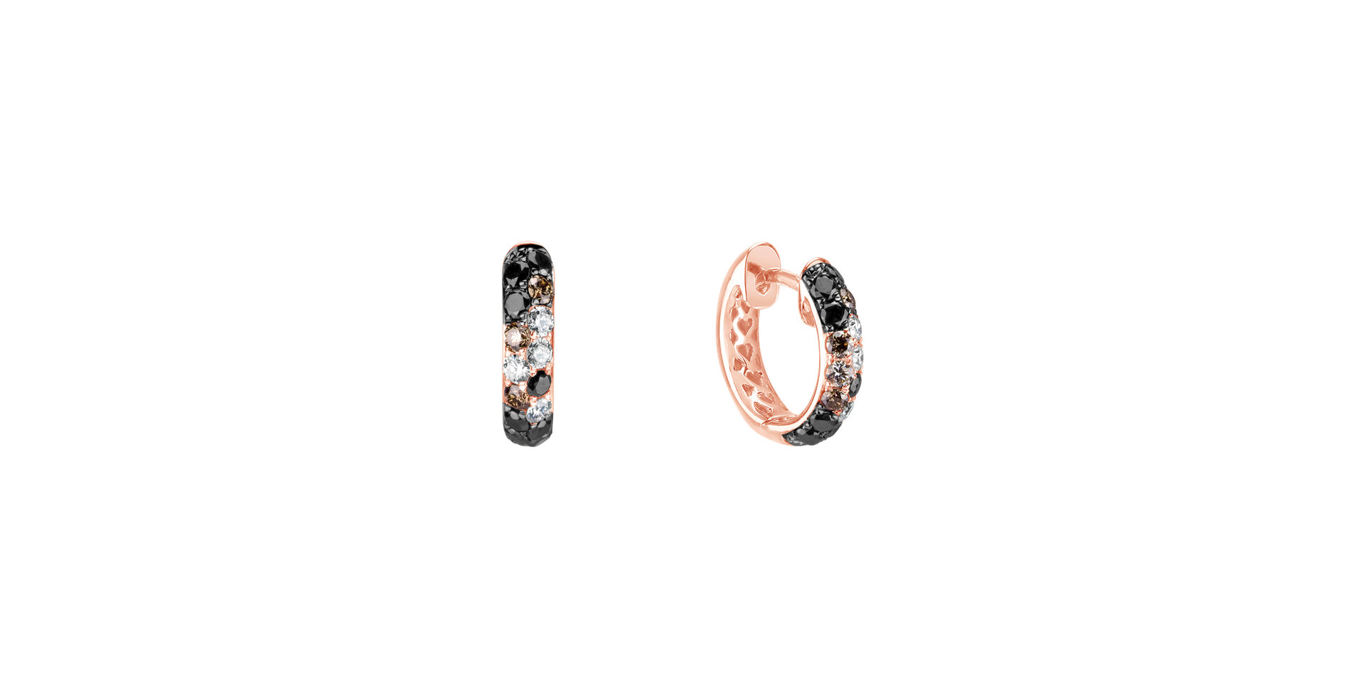 Náušnice s bílými, hnědými a černými diamanty Inferno Dream