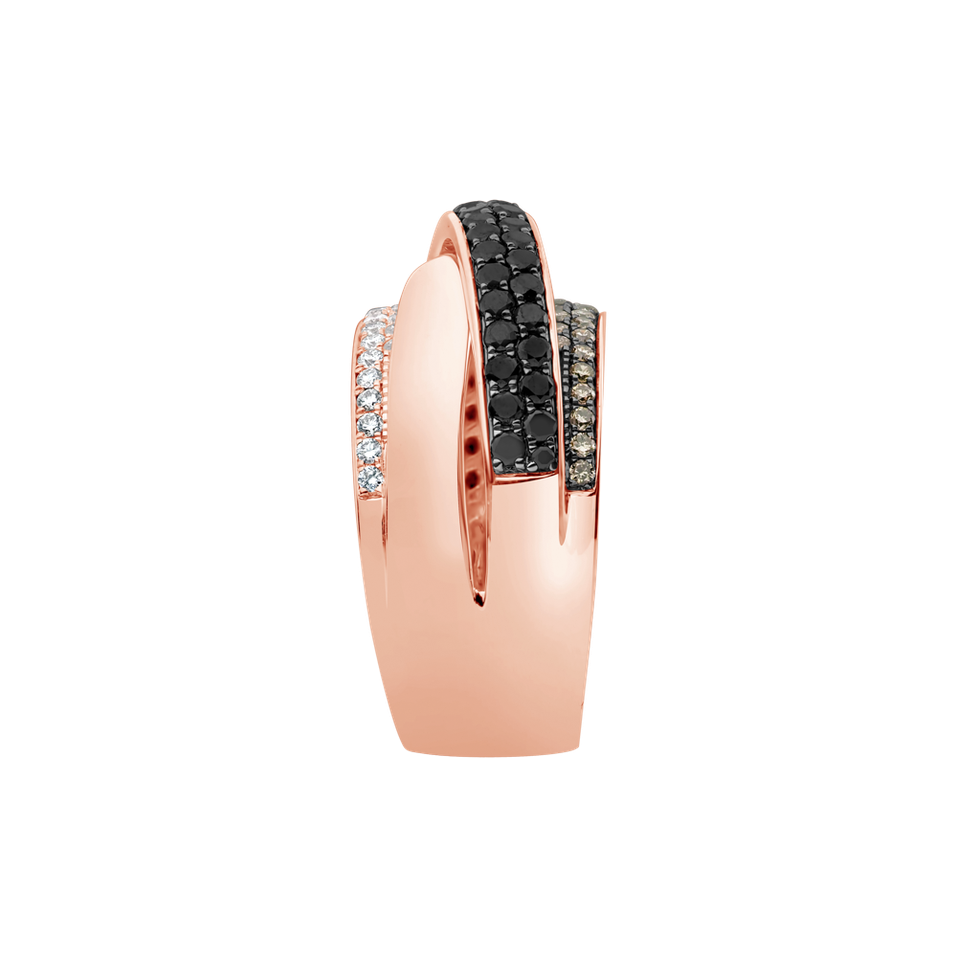 Prsten s bílým, hnědými a černými diamanty Starshine Glam
