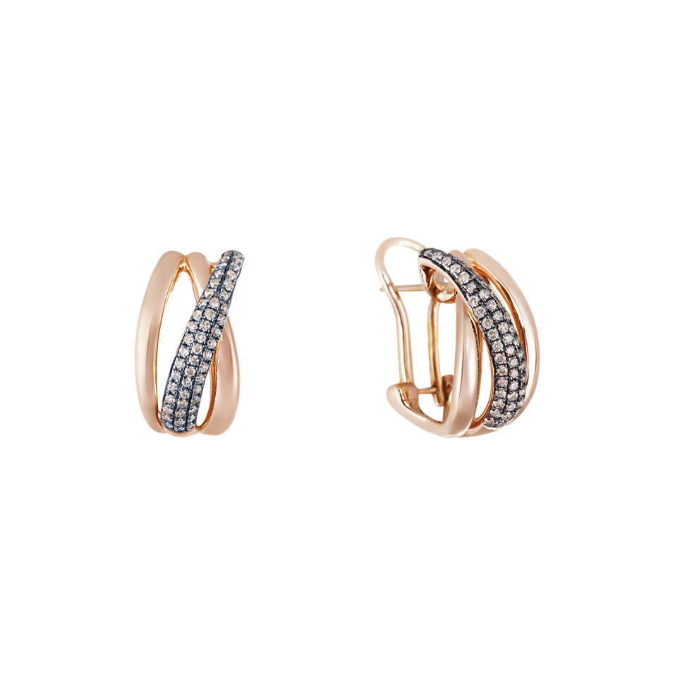 Náušnice s hnědými diamanty Sunshine Streamer