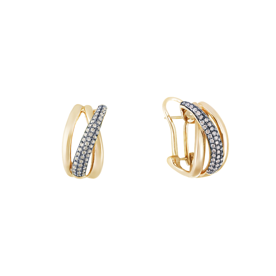 Náušnice s hnědými diamanty Sunshine Streamer