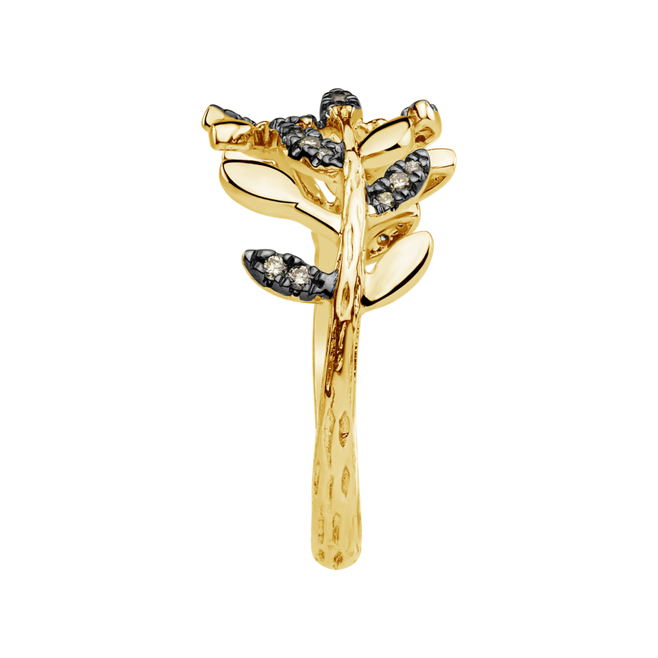 Prsten s hnědými diamanty Heavenly Leaves