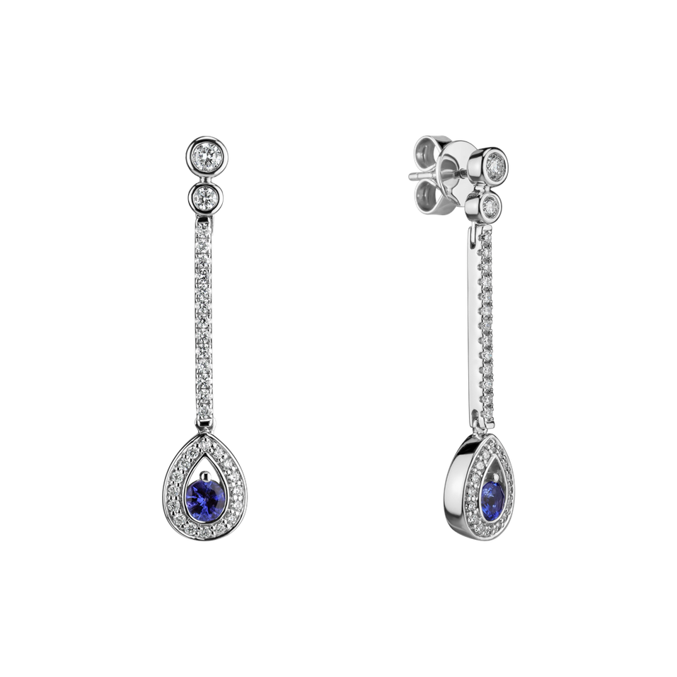 Náušnice s tanzanitem a diamanty Glamour Drop