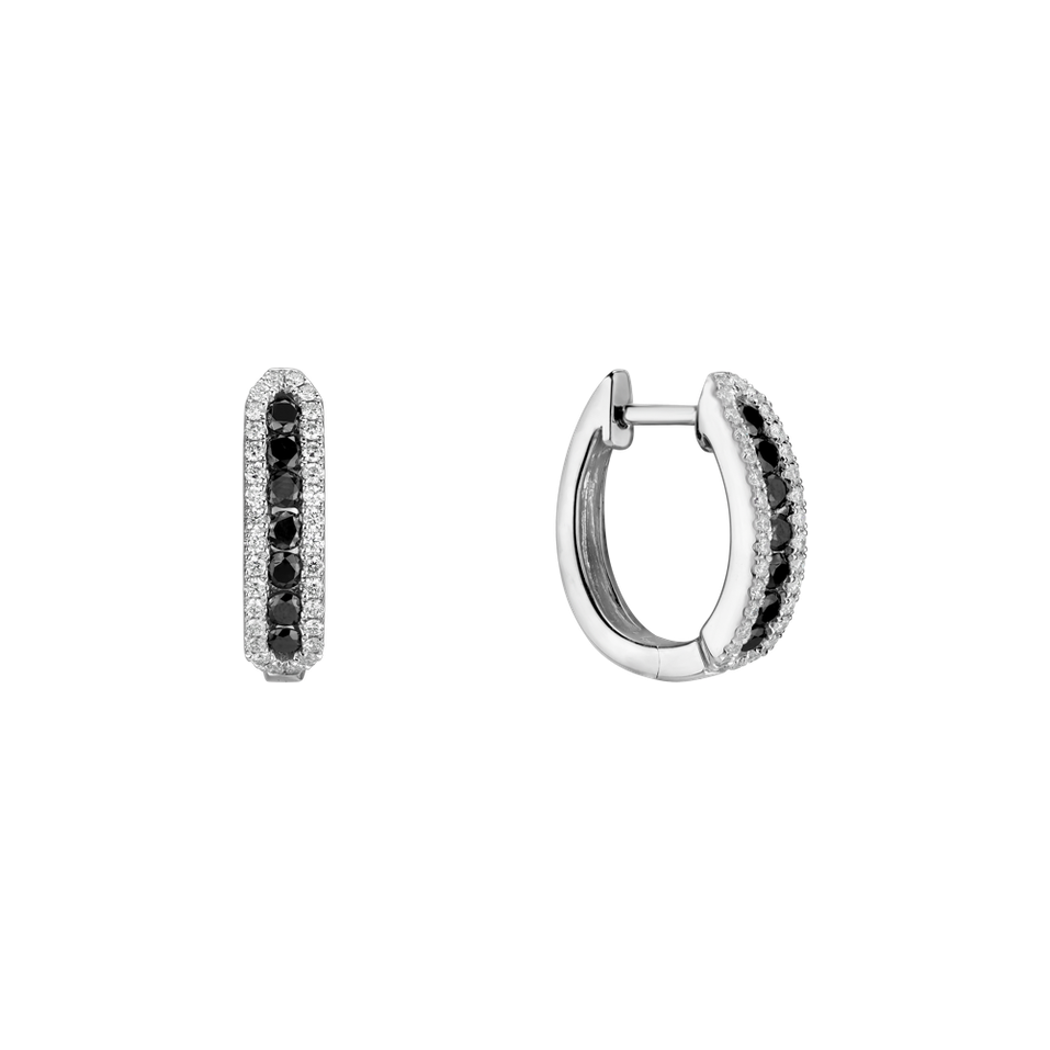 Náušnice s bílými a černými diamanty Midnight Dream