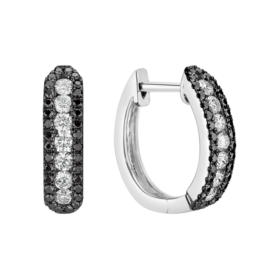 Náušnice s černými a bílými diamanty Midnight Dream