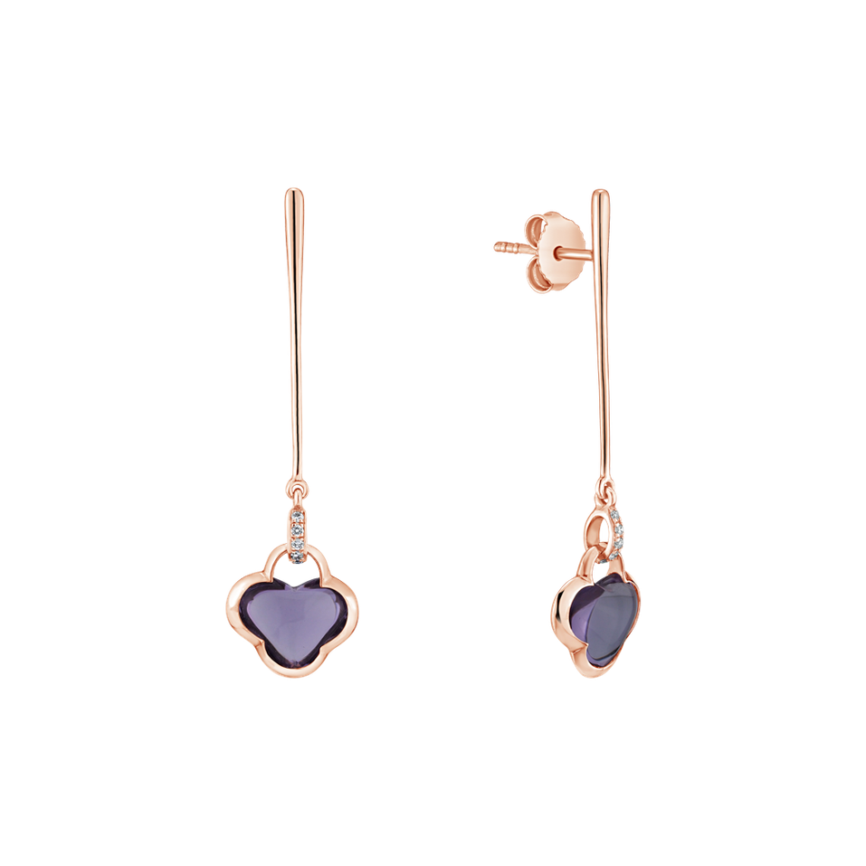 Náušnice s ametystem diamanty Beautiful Oksana