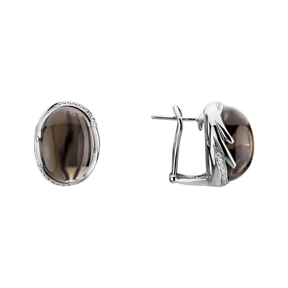 Náušnice s quartzem a diamanty Mystic Blossom