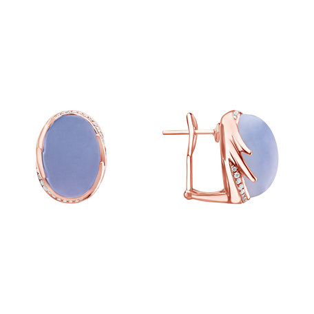 Náušnice s chalcedonem a diamanty Mystic Blossom
