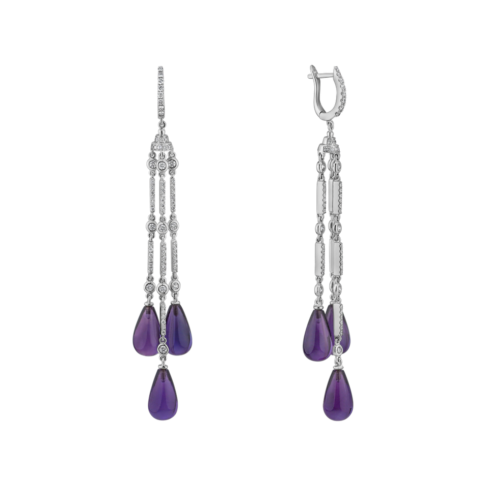 Náušnice s ametystem diamanty Royal Dazzle