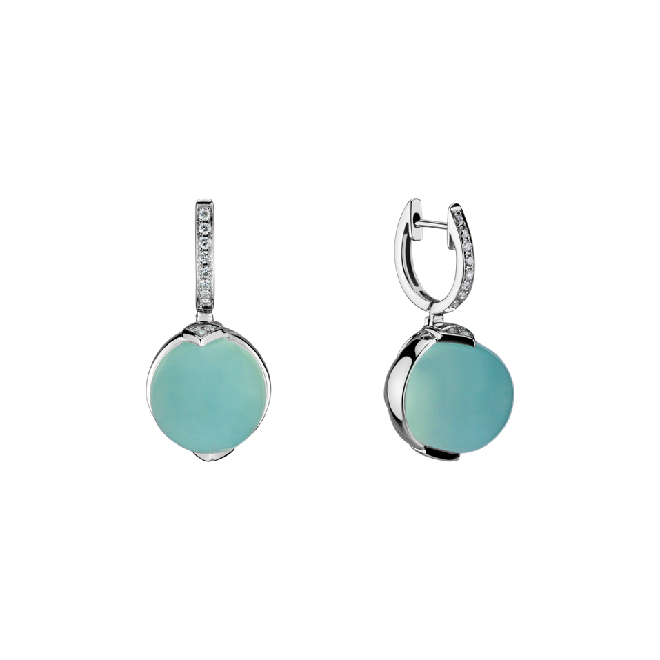 Náušnice s chalcedonem a diamanty Fairy Blossom