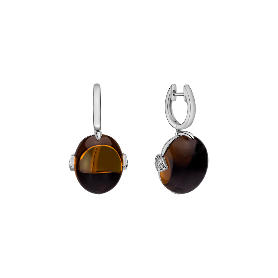 Náušnice s quartzem a diamanty Shining Grace