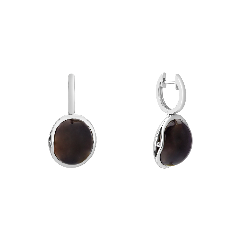 Náušnice s quartzem a diamanty Fairytale Drop