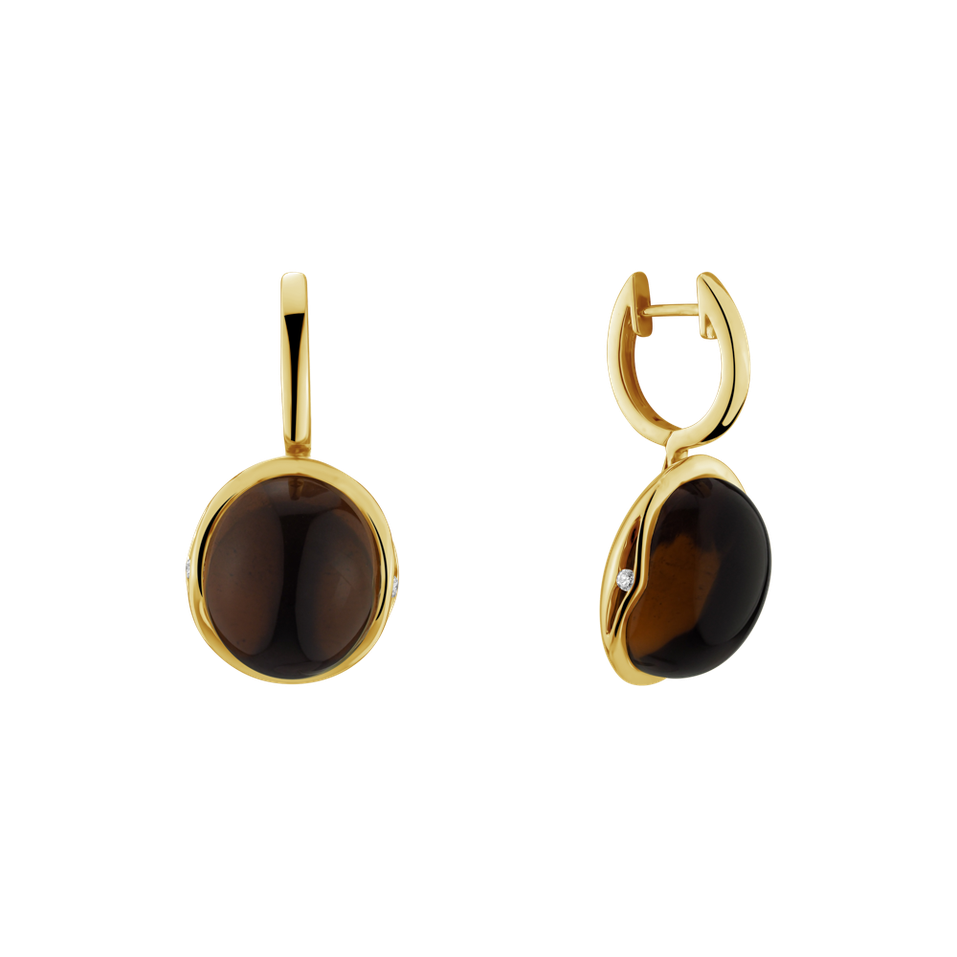 Náušnice s quartzem a diamanty Fairytale Drop