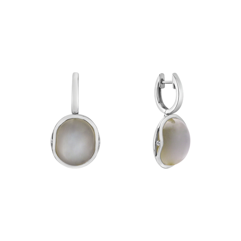 Náušnice s měsíčním kamenem a diamanty Fairytale Drop