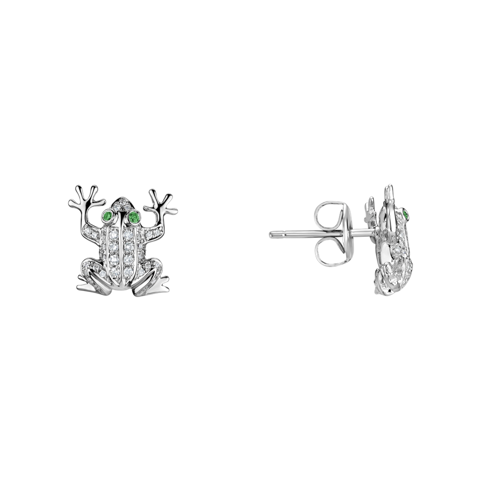 Náušnice s diamanty a granáty Frog Prince