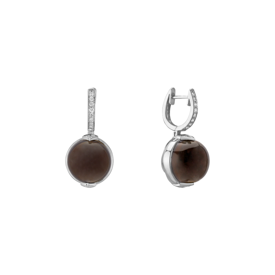 Náušnice s quartzem a diamanty Fairy Blossom