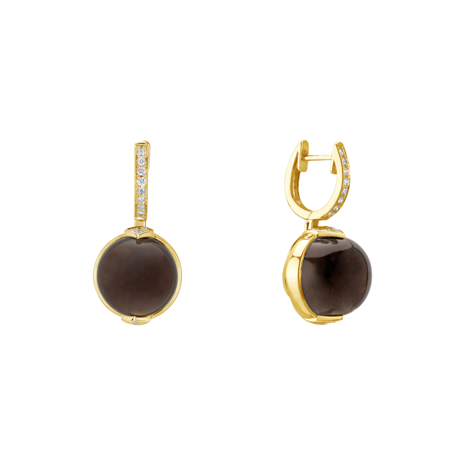 Náušnice s quartzem a diamanty Fairy Blossom