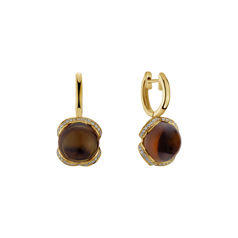 Náušnice s quartzem a diamanty Rainbow Wish