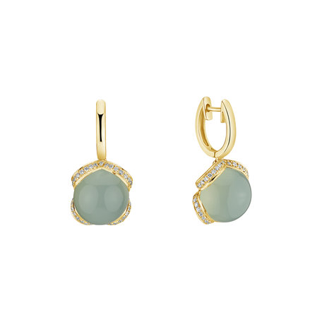Náušnice s chalcedonem a diamanty Rainbow Wish