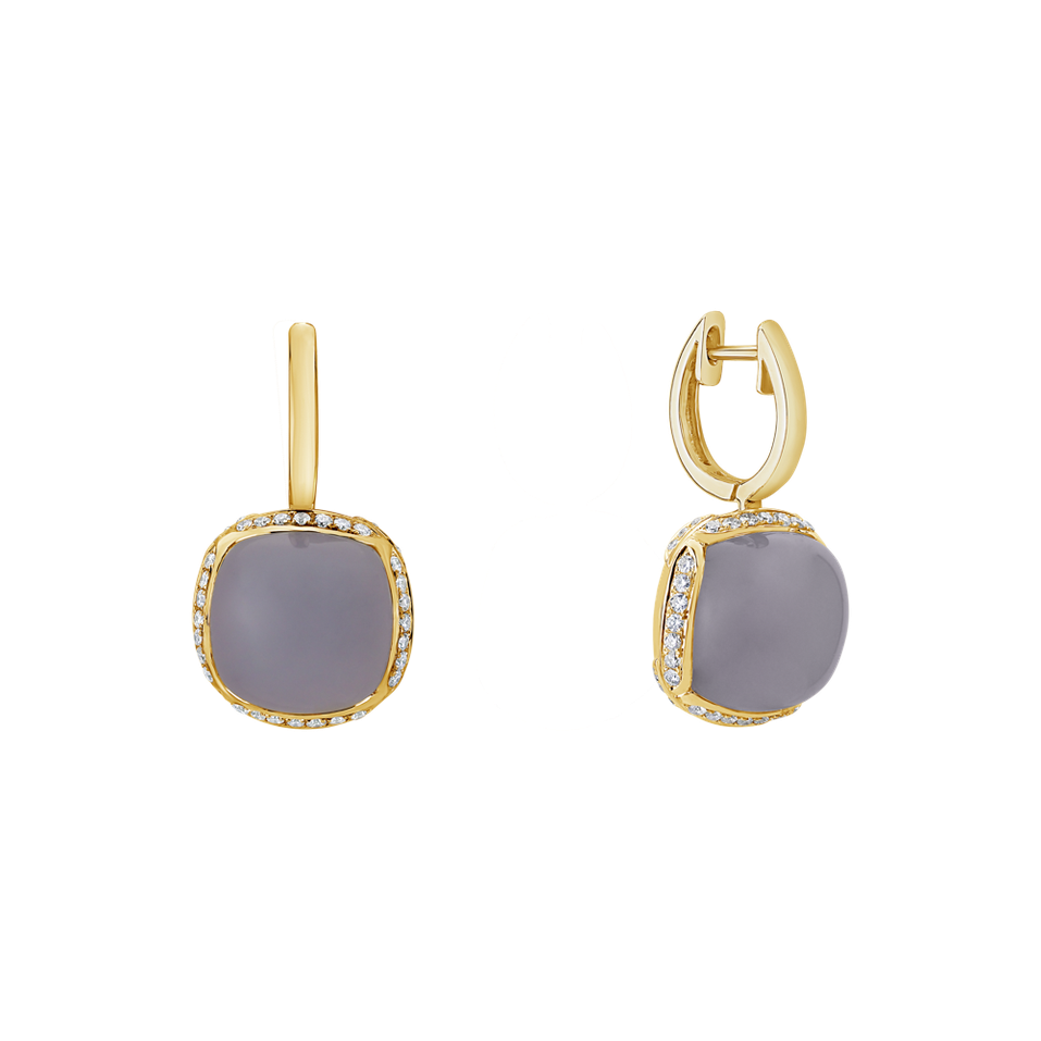 Náušnice s chalcedonem a diamanty Mystic Drop