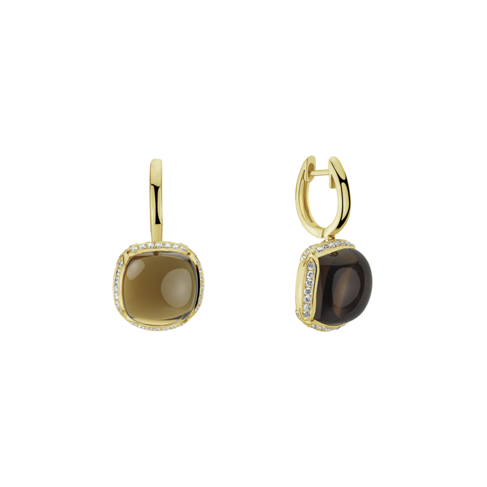 Náušnice s quartzem a diamanty Mystic Drop