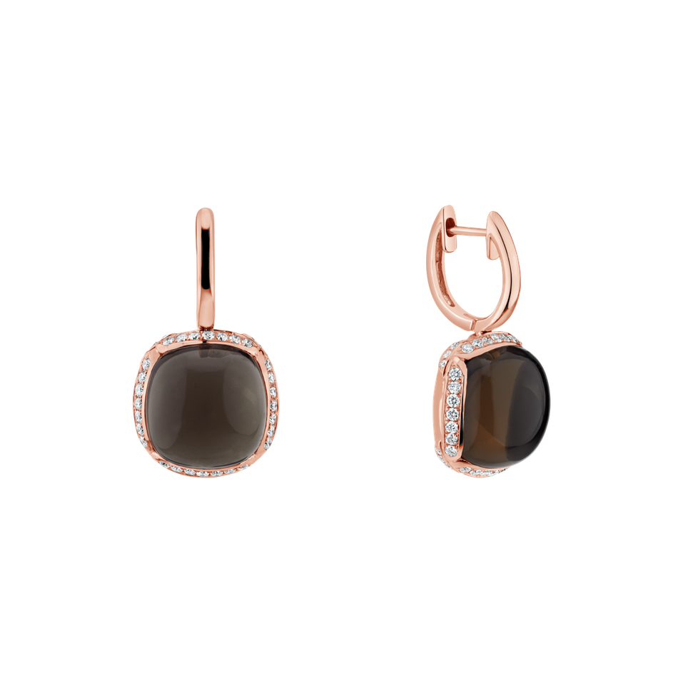 Náušnice s quartzem a diamanty Mystic Drop