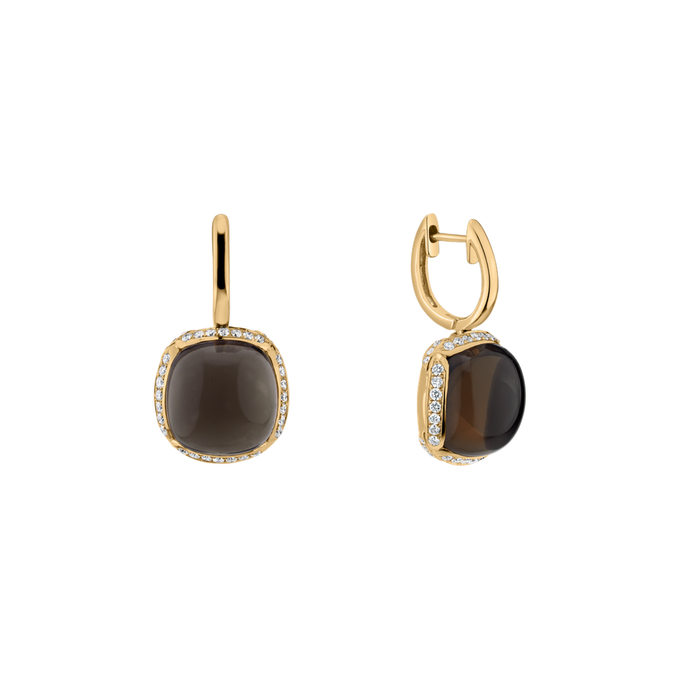 Náušnice s quartzem a diamanty Mystic Drop