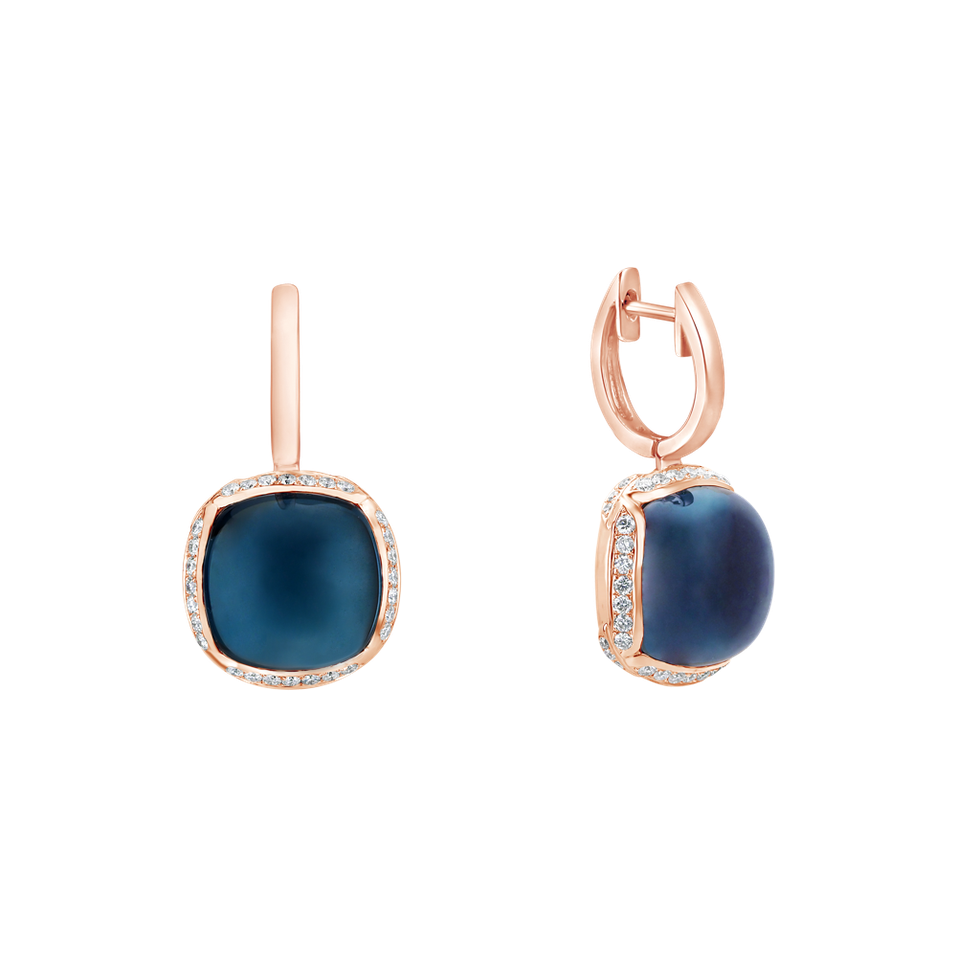 Náušnice s topazem a diamanty Mystic Drop