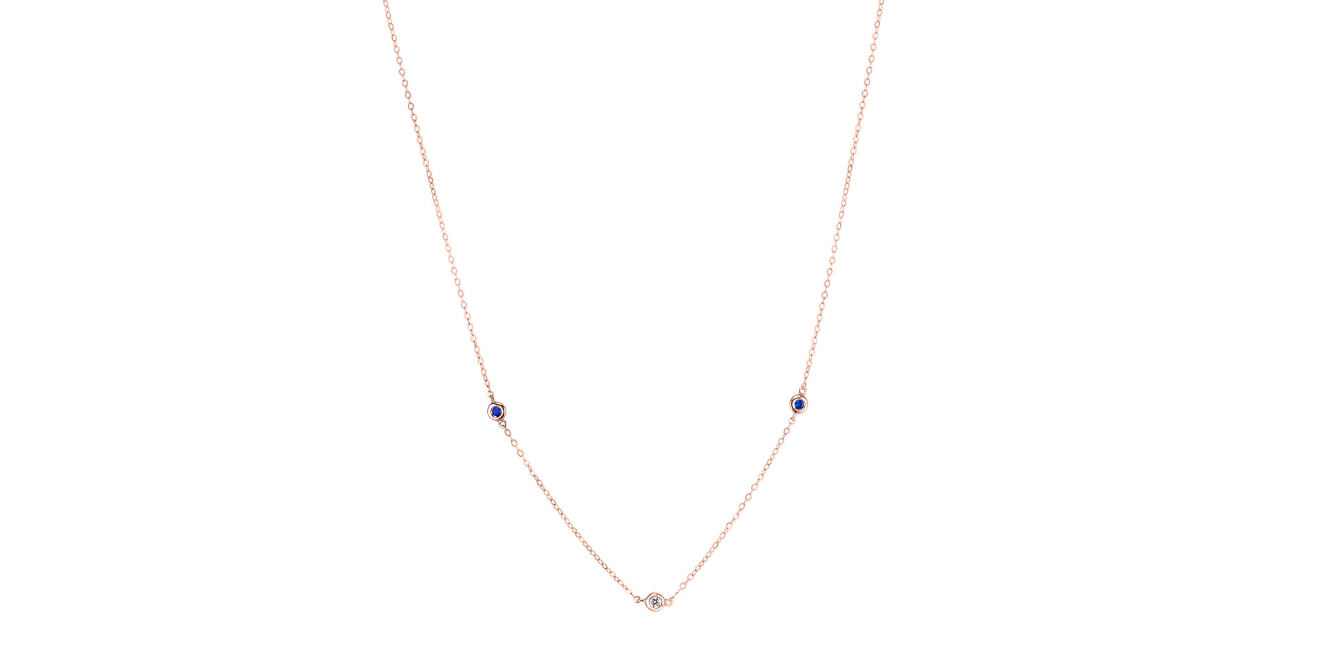 Náhrdelník s diamantem a safíry Dots