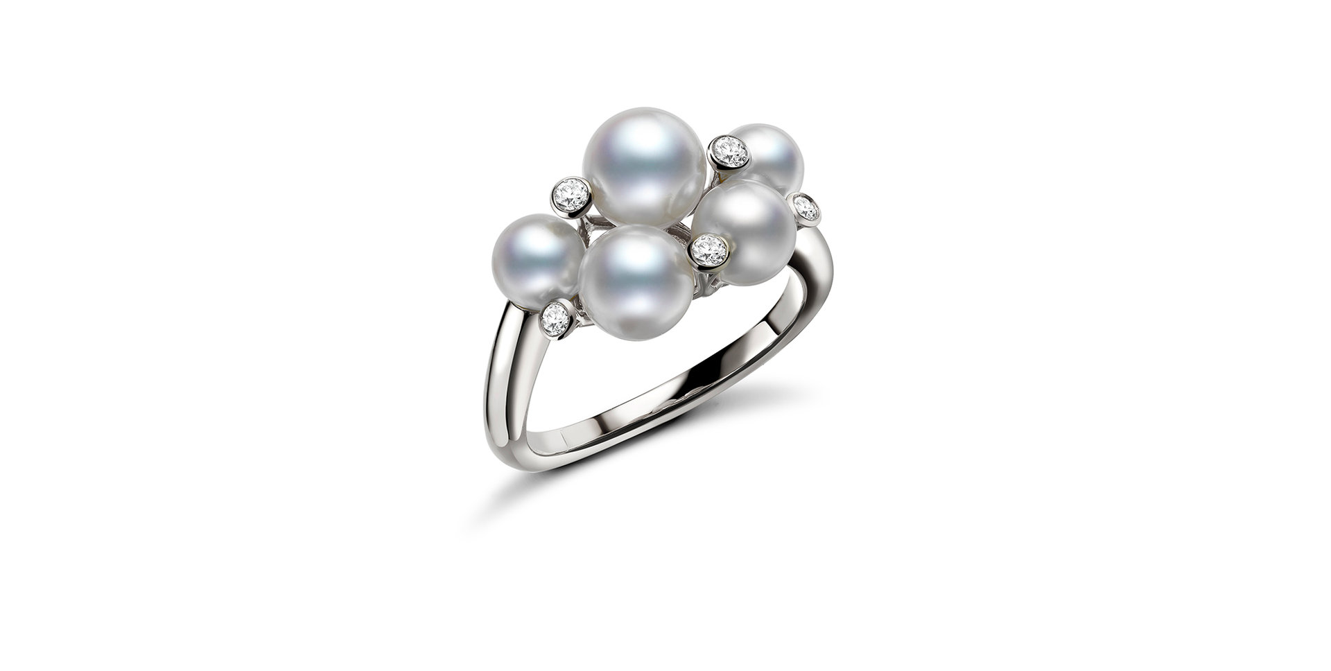 Prsten s diamanty a perlami Bubble Pearl