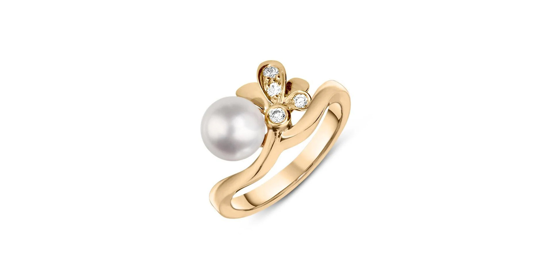 Prsten s diamanty a perlou Pearl ring