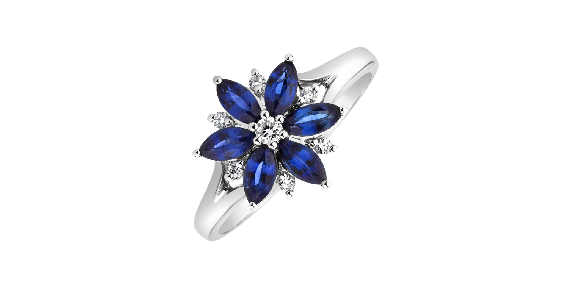 Prsten s diamanty a safíry Jasmine