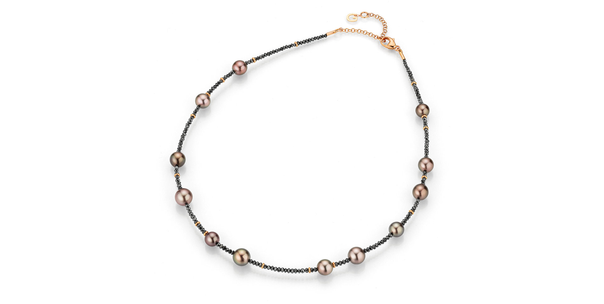 Náhrdelník s diamanty a mořskými hnědými tahitskými perlami Castaway