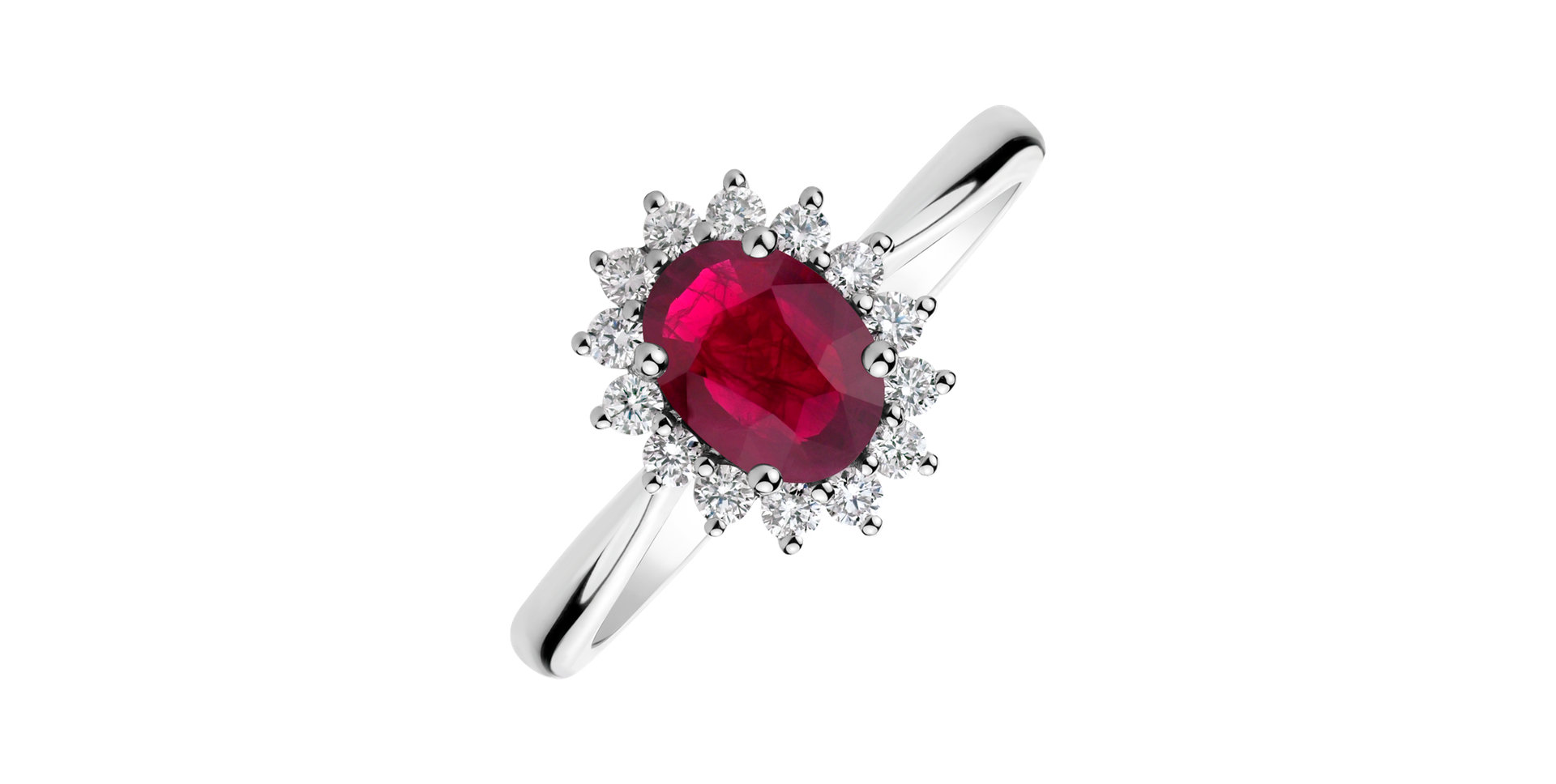 Prsten s diamanty a rubínem Princess