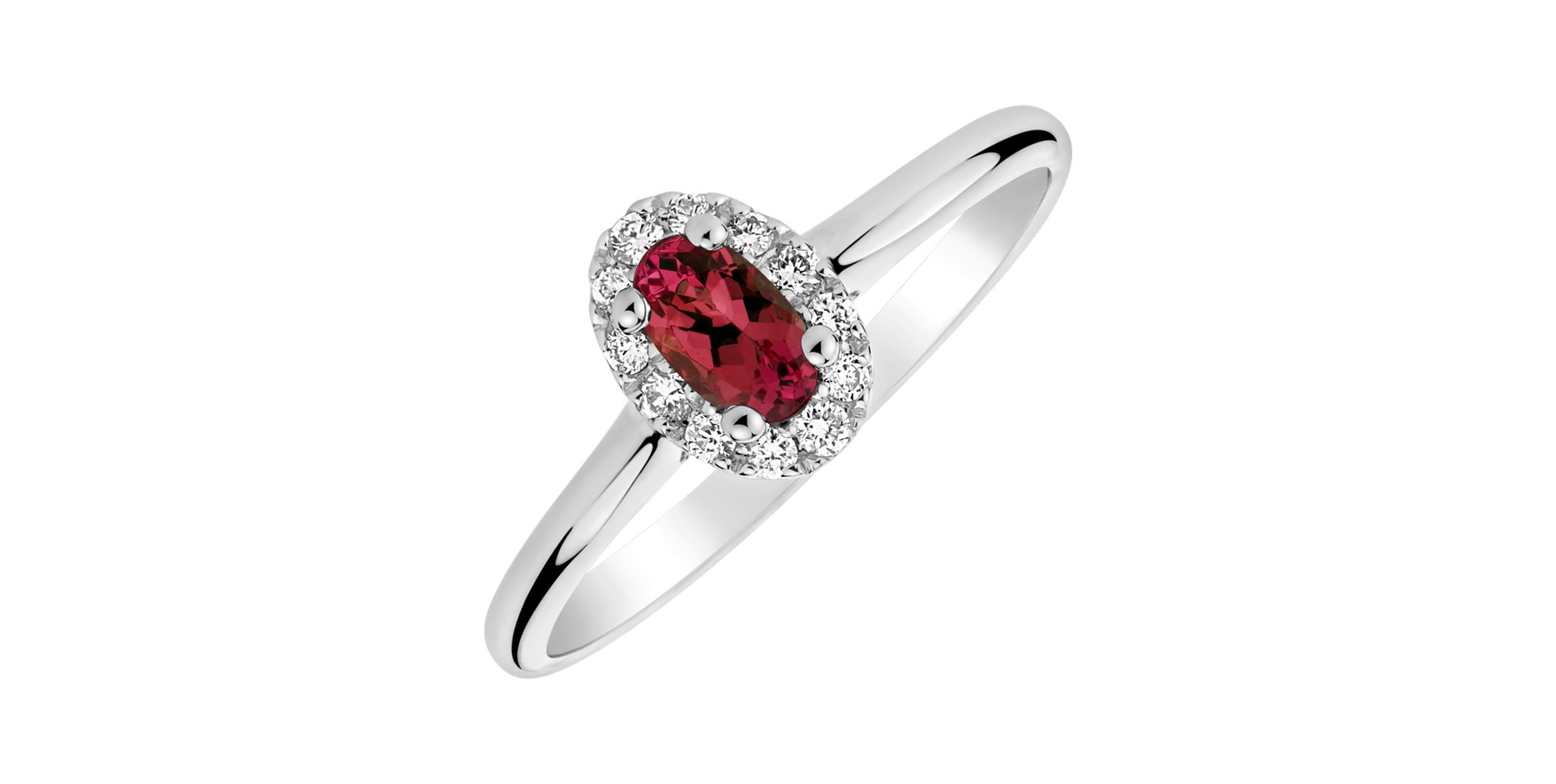 Prsten s diamanty a rubínem Princess