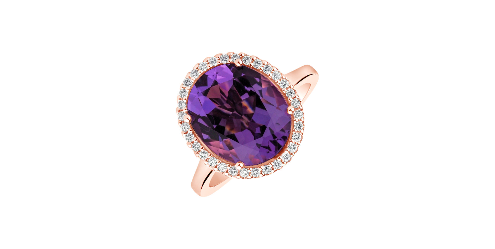 Prsten s diamanty a ametystem Cassia
