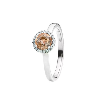 Prsten s diamanty a morganitem Espressivo