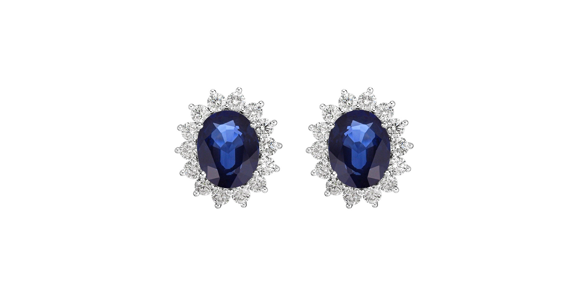Náušnice s diamanty a safírem Princess