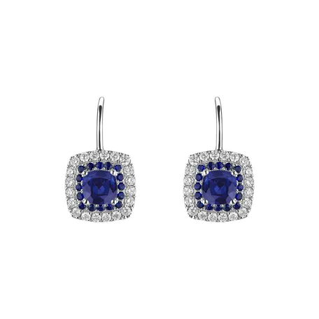 Náušnice se safírem a diamanty Sparkling Rise