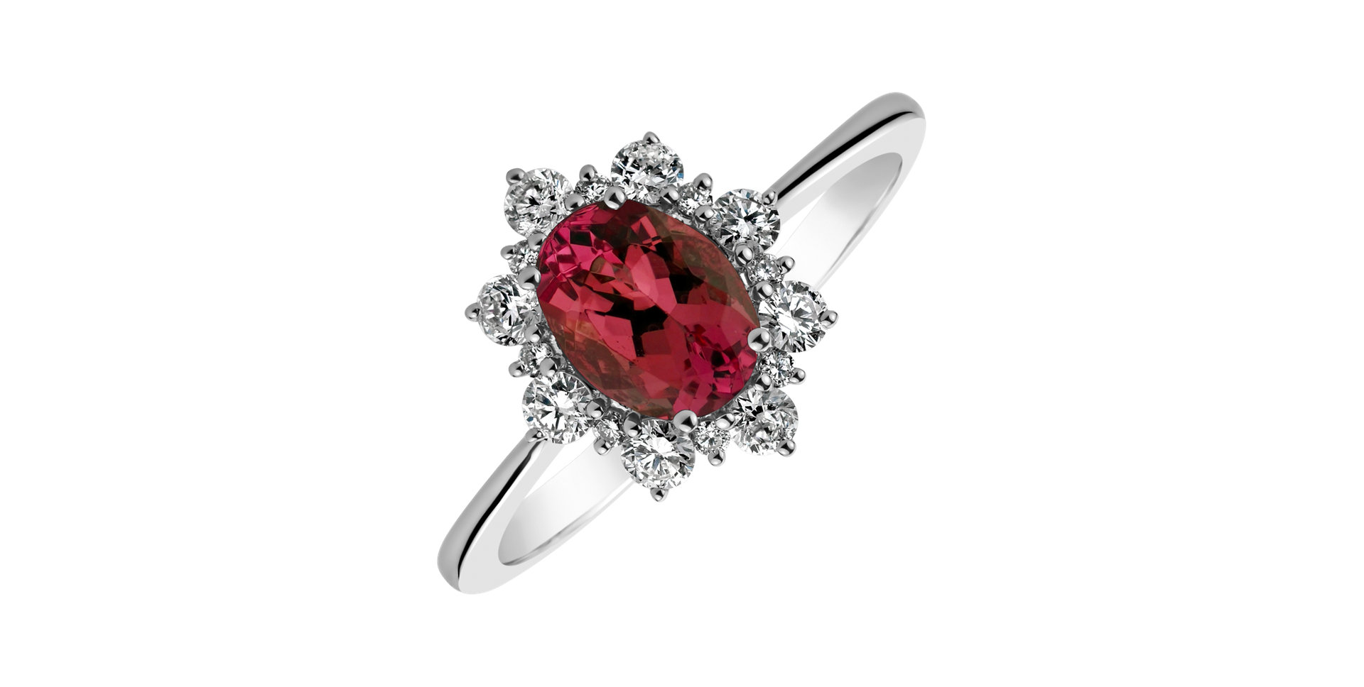 Prsten s diamanty a rubínem Princess