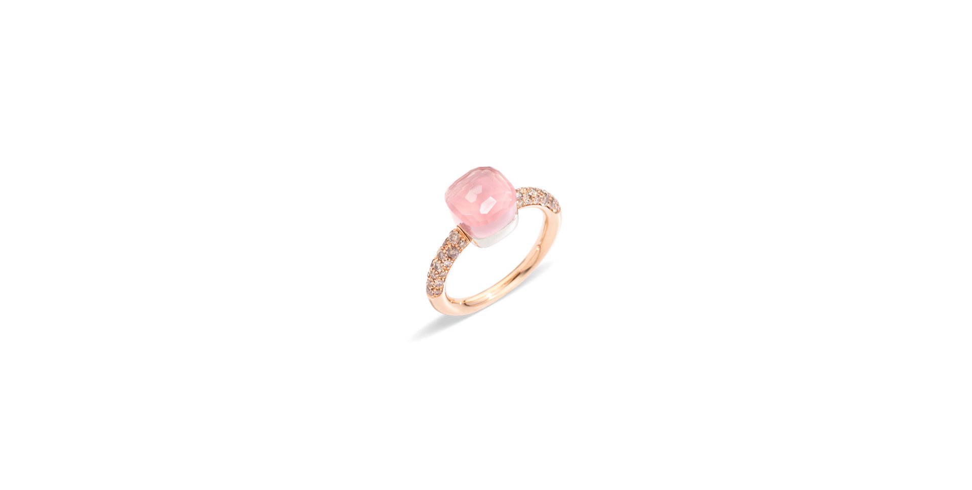 Prsten s diamanty, růženínem a chalcedonem Nudo Petit Ring