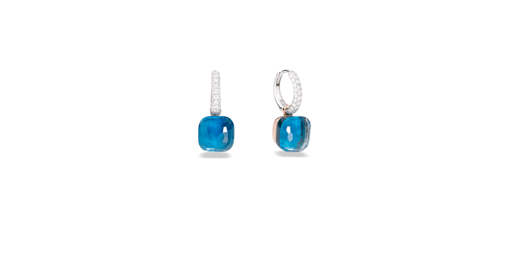 Náušnice s diamanty s topazem a tyrkysem Nudo Classic