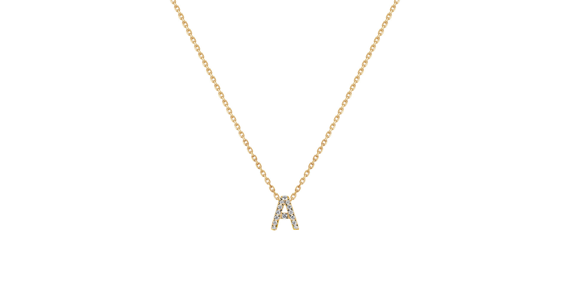 Náhrdelník 14kt žluté zlato s diamantem Glittering Letter A