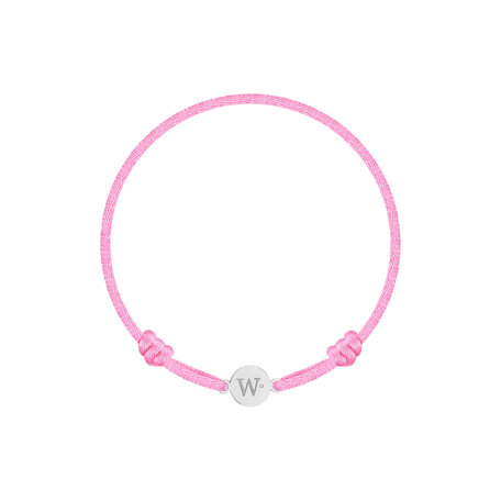 Dětský diamantový náramek se šňůrkou Circle Letter W