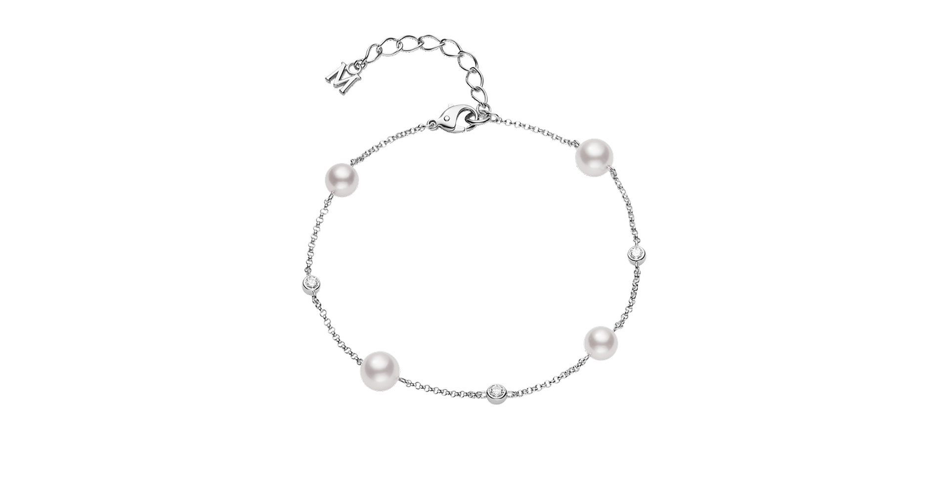 Náramek s diamanty a perlami Station