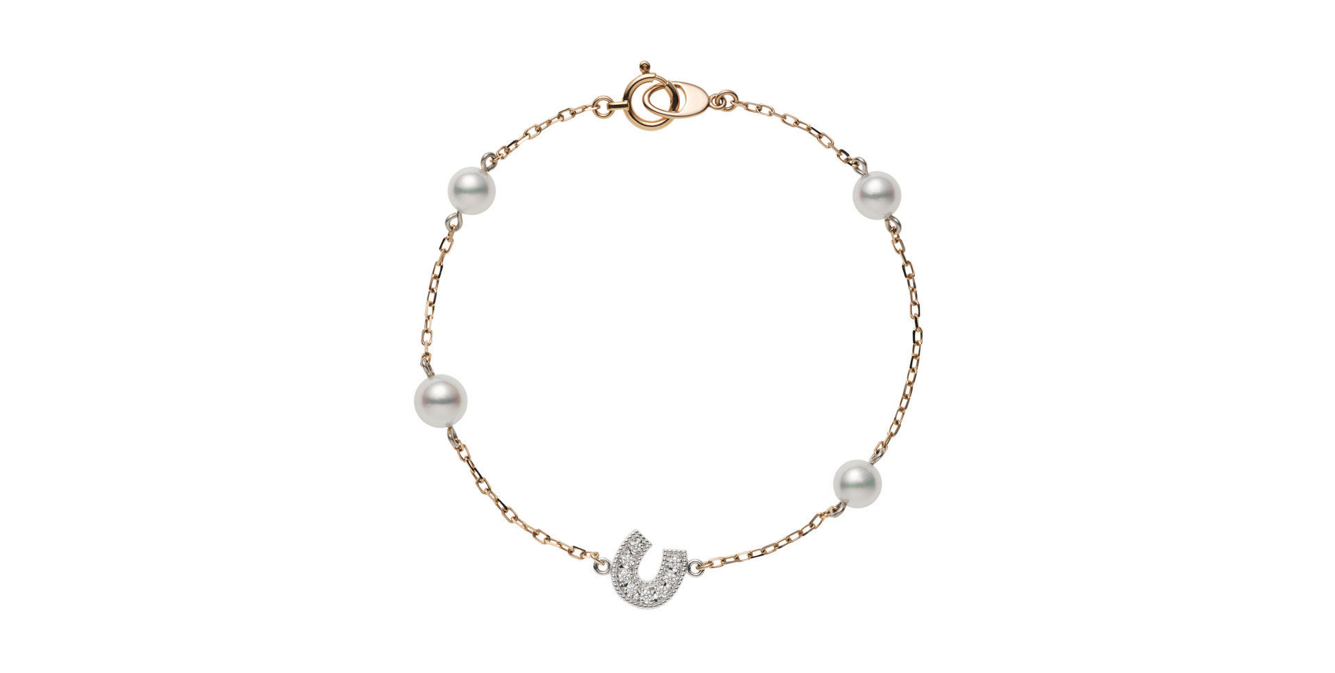 Náramek s diamanty a perlami Horseshoe