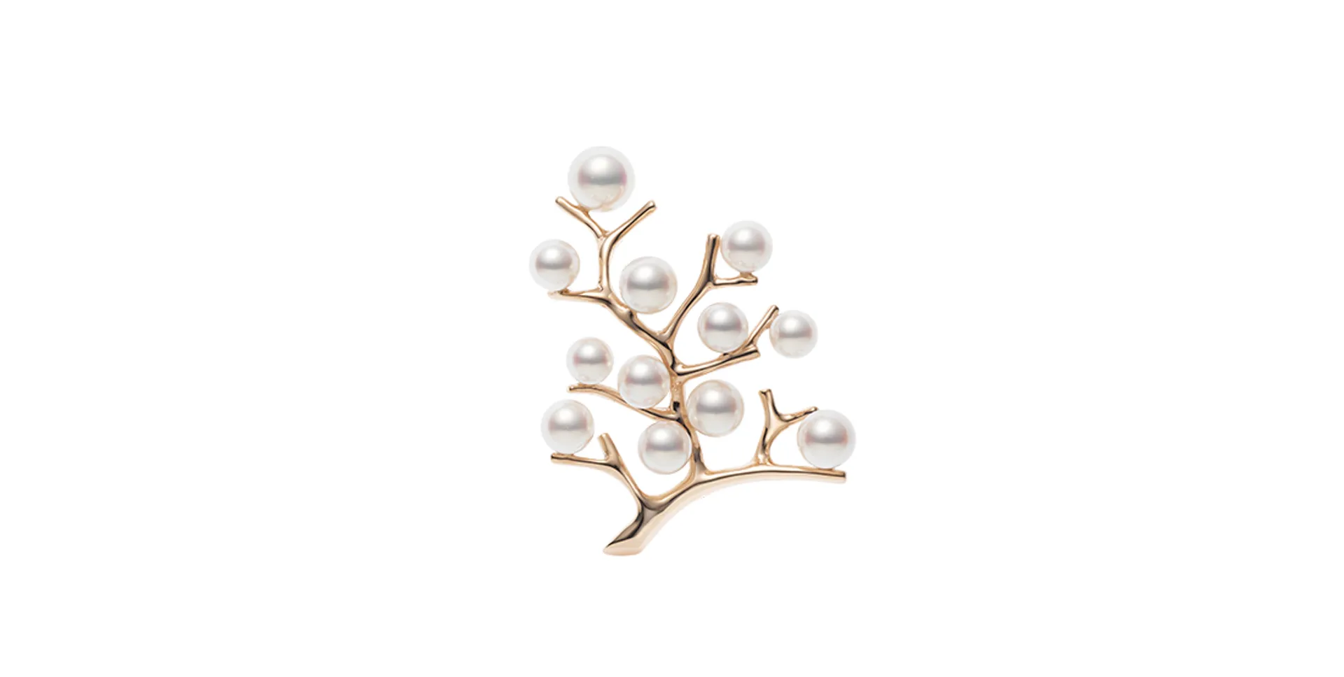 Brož s mořskými bílými perlami Akoya Kofuku no ki