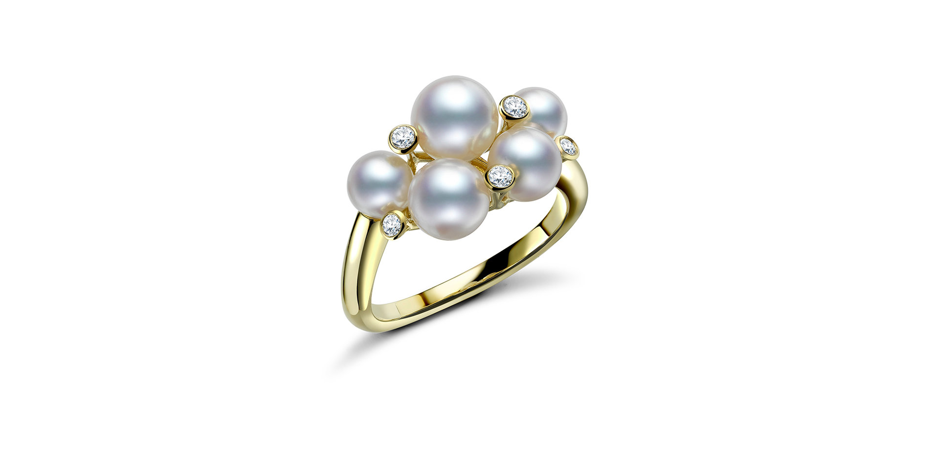 Prsten s diamanty a perlami Bubble Pearl